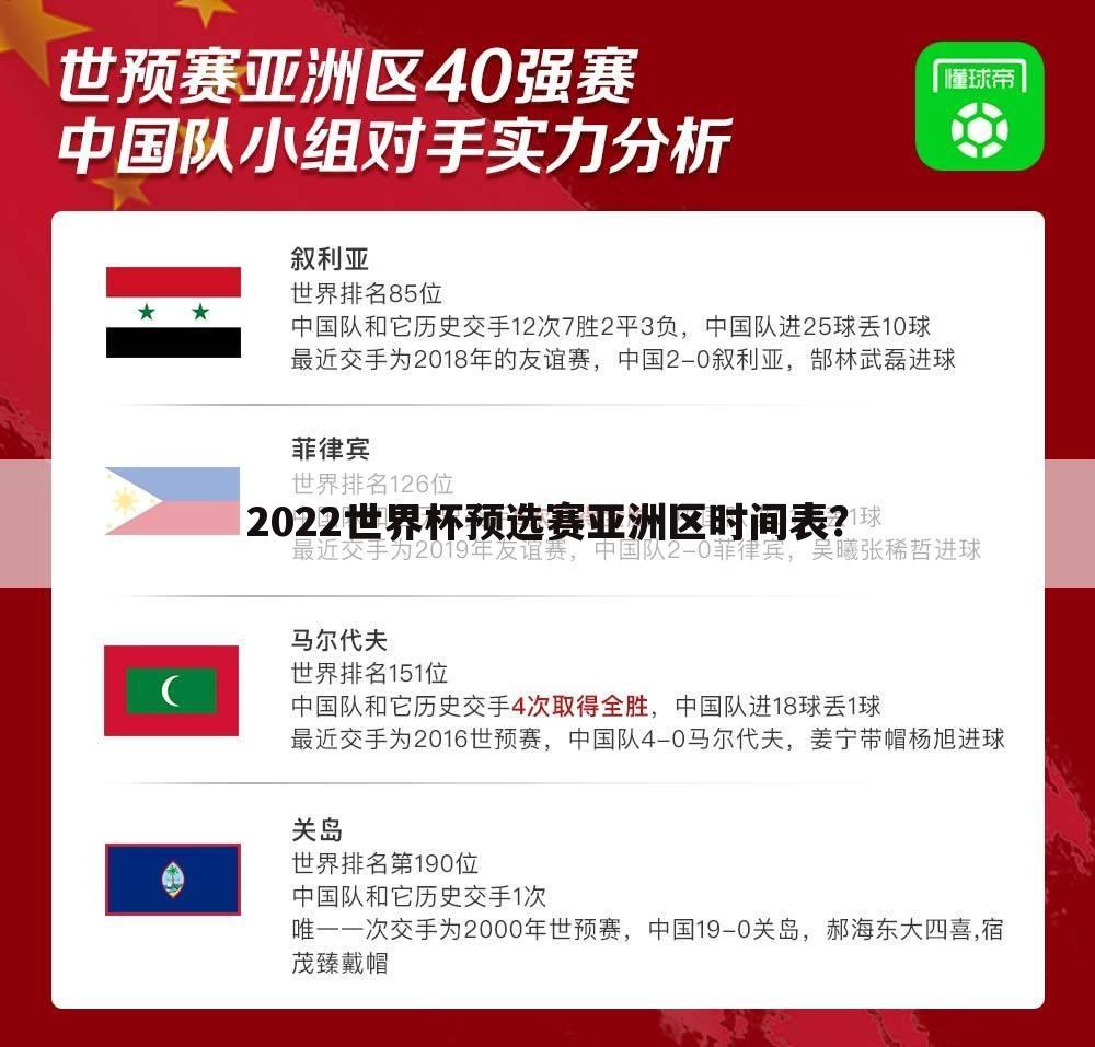 2022世界杯预选赛亚洲区时间表?