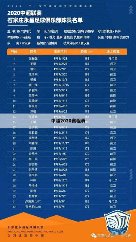 中超2020赛程表