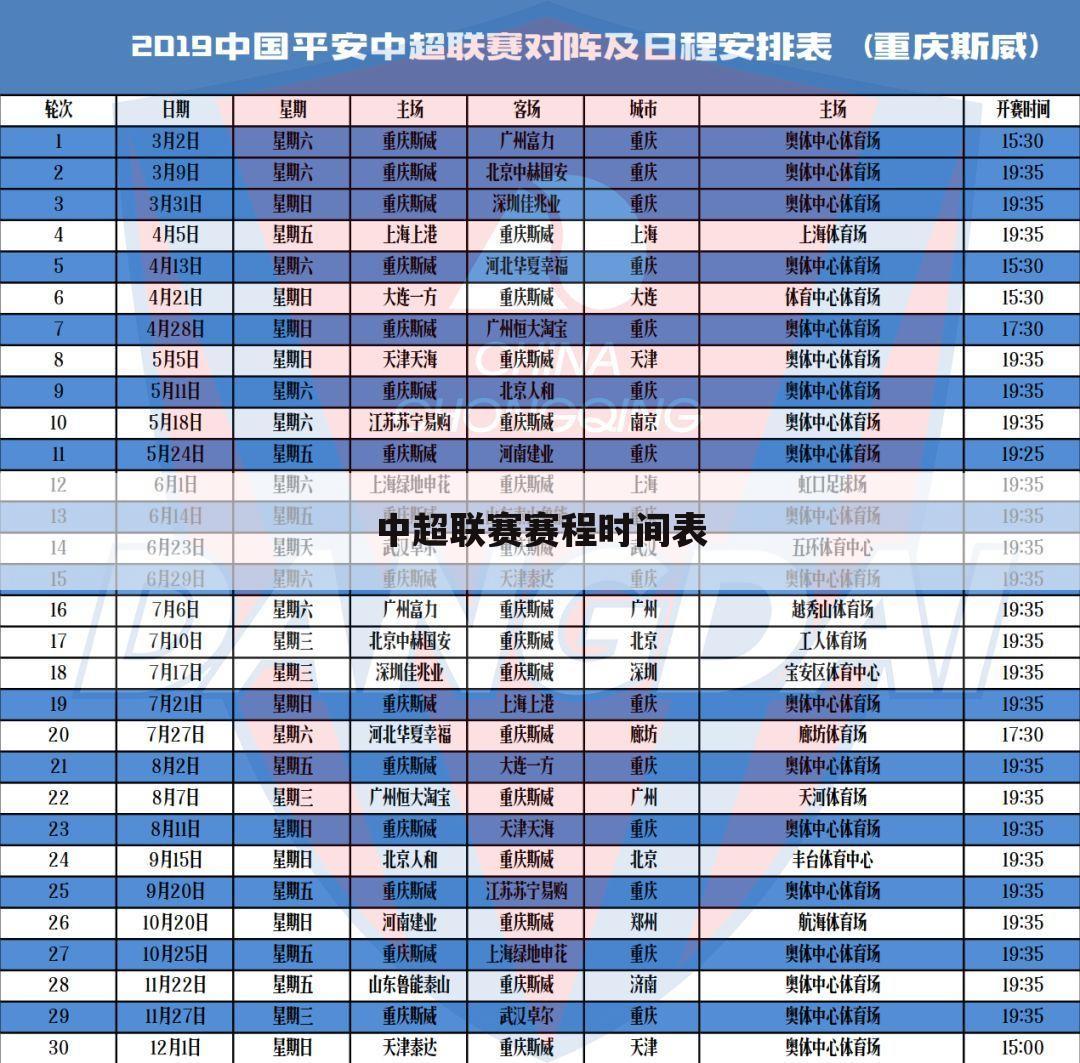 中超联赛赛程时间表