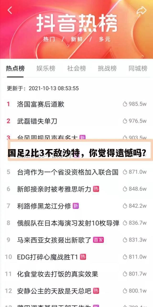 国足2比3不敌沙特,你觉得遗憾吗?