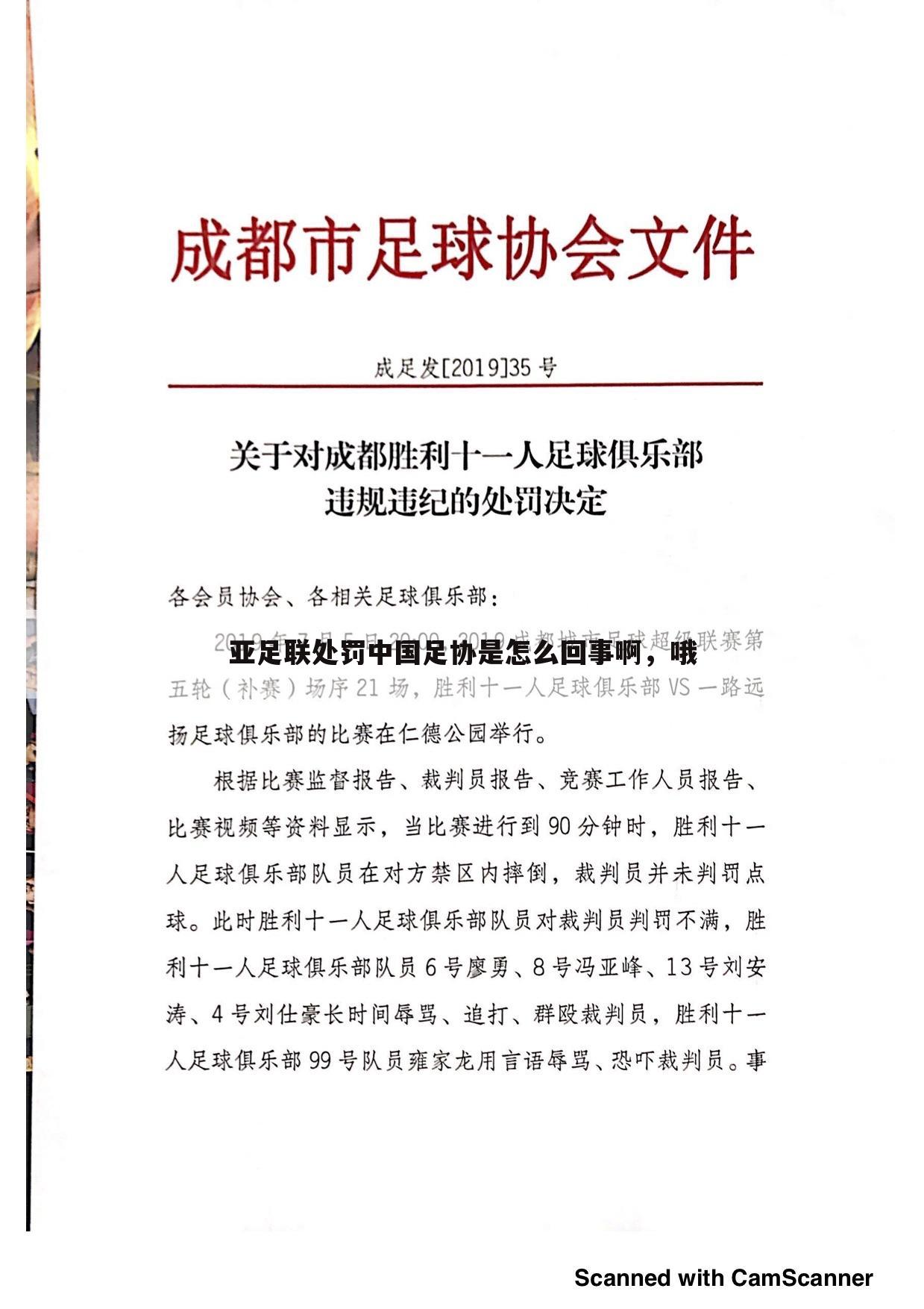 亚足联处罚中国足协是怎么回事啊，哦