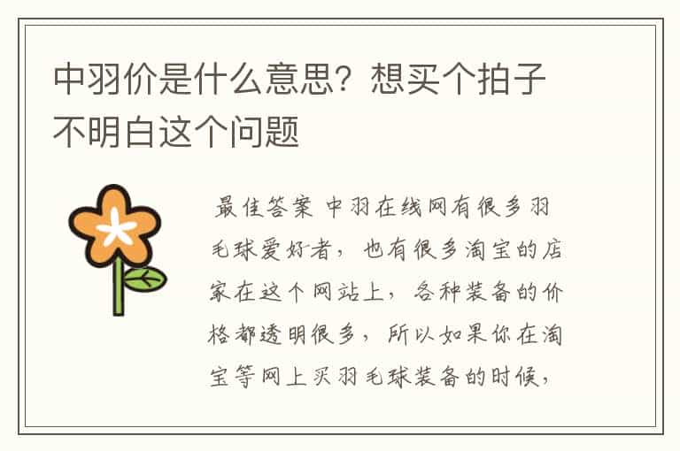 中羽价是什么意思?想买个拍子不明白这个问题