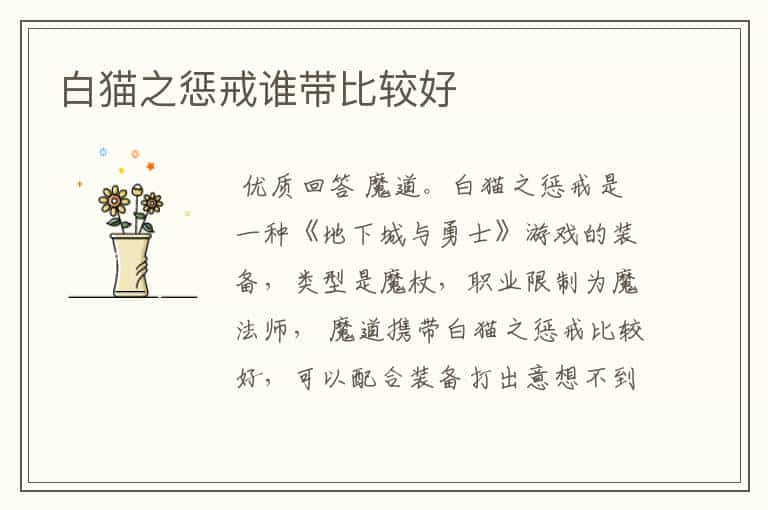 白猫之惩戒谁带比较好