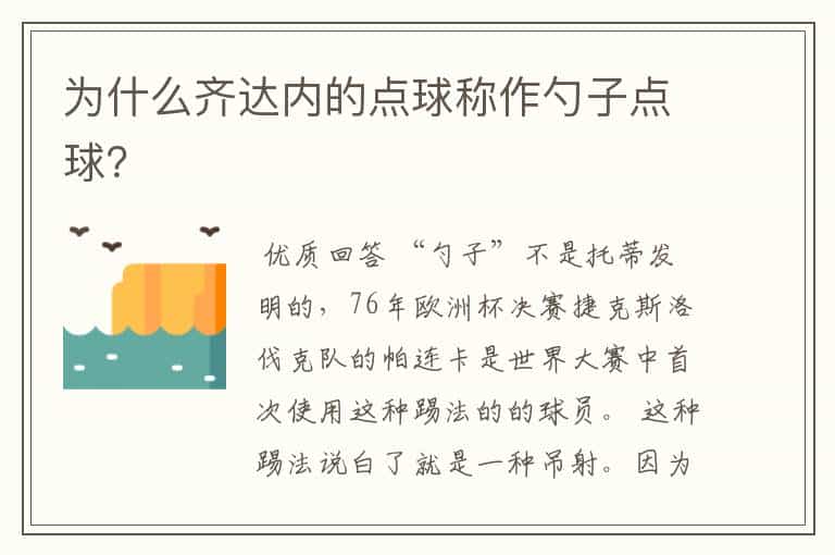 为什么齐达内的点球称作勺子点球?