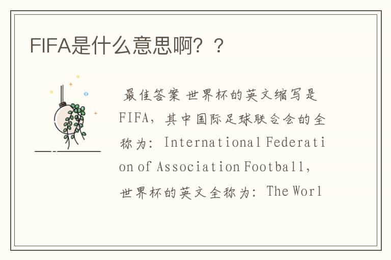 FIFA是什么意思啊??