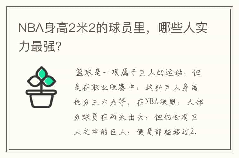 NBA身高2米2的球员里,哪些人实力最强?