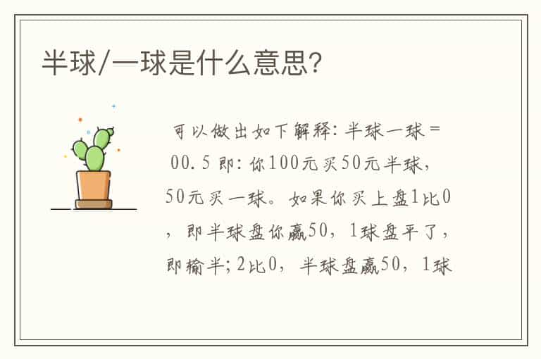 半球/一球是什么意思?