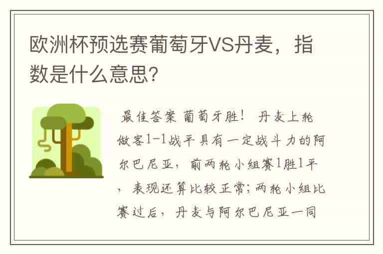 欧洲杯预选赛葡萄牙VS丹麦，指数是什么意思？