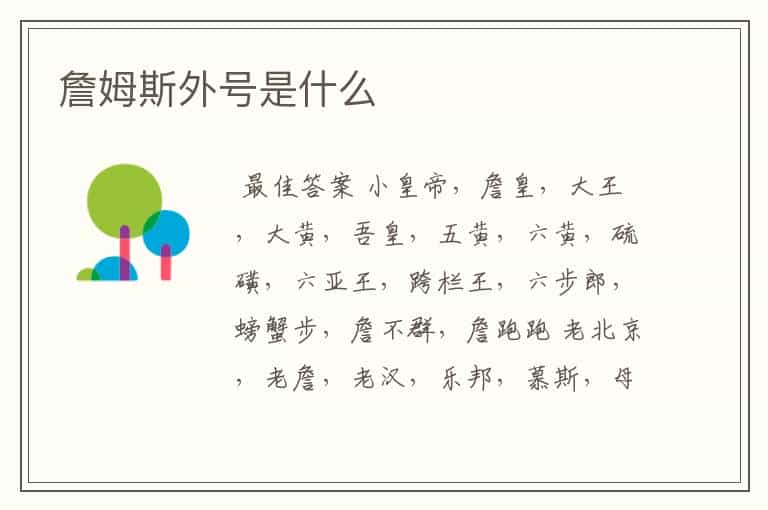詹姆斯外号是什么