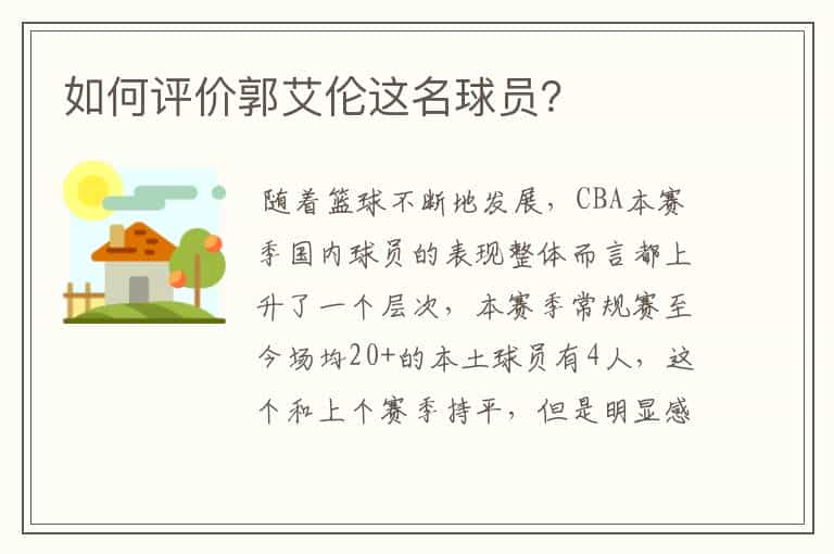 如何评价郭艾伦这名球员?