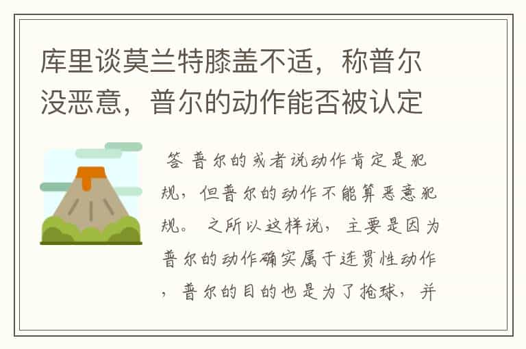库里谈莫兰特膝盖不适,称普尔没恶意,普尔的动作能否被认定为违规?
