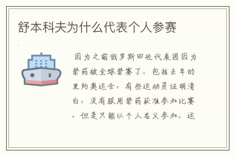 舒本科夫为什么代表个人参赛