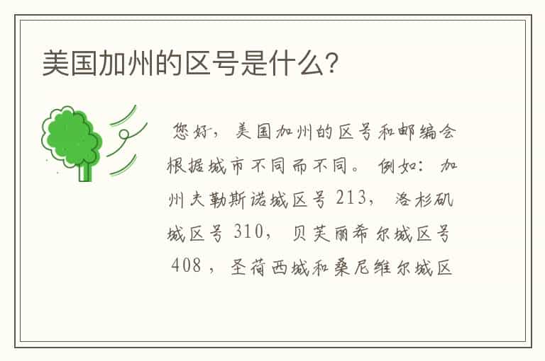美国加州的区号是什么?