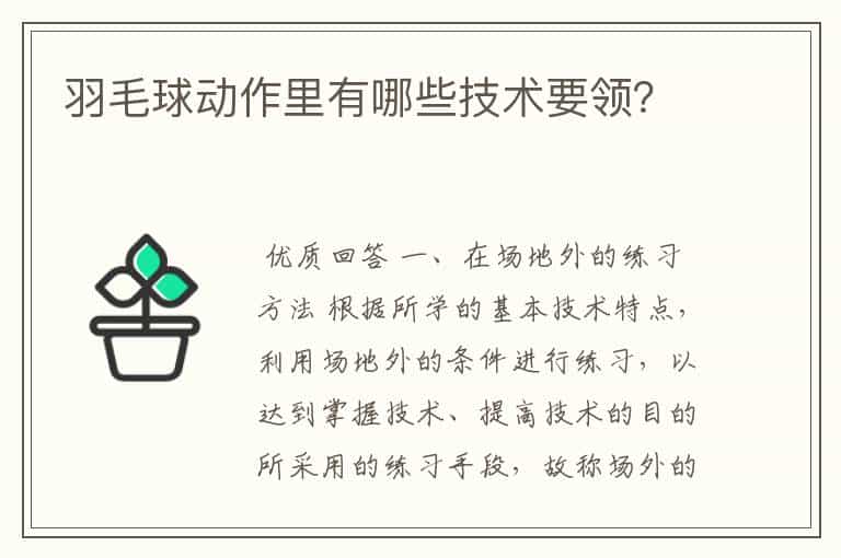 羽毛球动作里有哪些技术要领?
