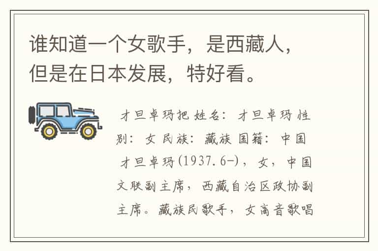 谁知道一个女歌手,是西藏人,但是在日本发展,特好看。