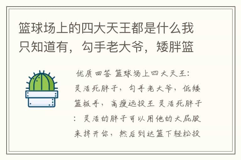 篮球场上的四大天王都是什么我只知道有,勾手老大爷,矮胖篮板怪