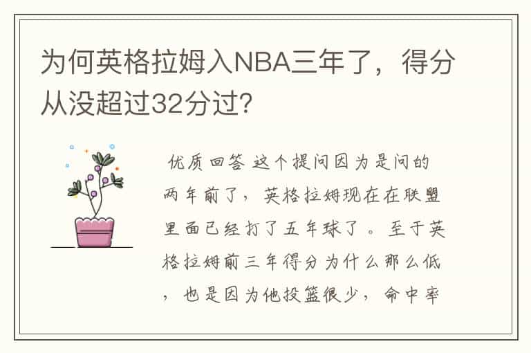为何英格拉姆入NBA三年了,得分从没超过32分过?