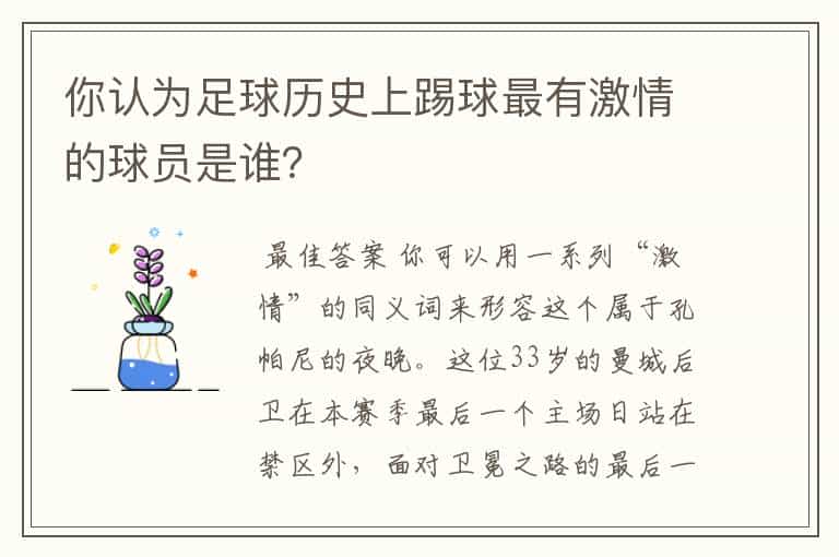 你认为足球历史上踢球最有激情的球员是谁?