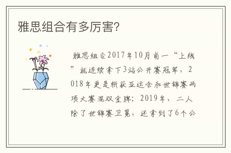 雅思组合有多厉害?