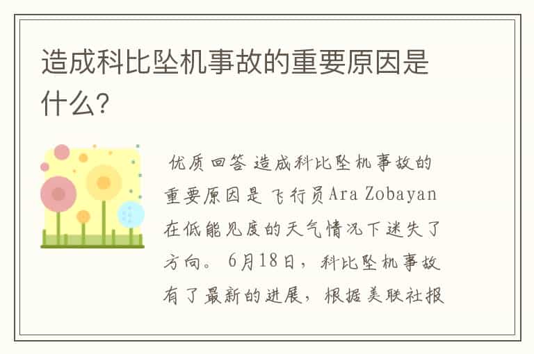 造成科比坠机事故的重要原因是什么?