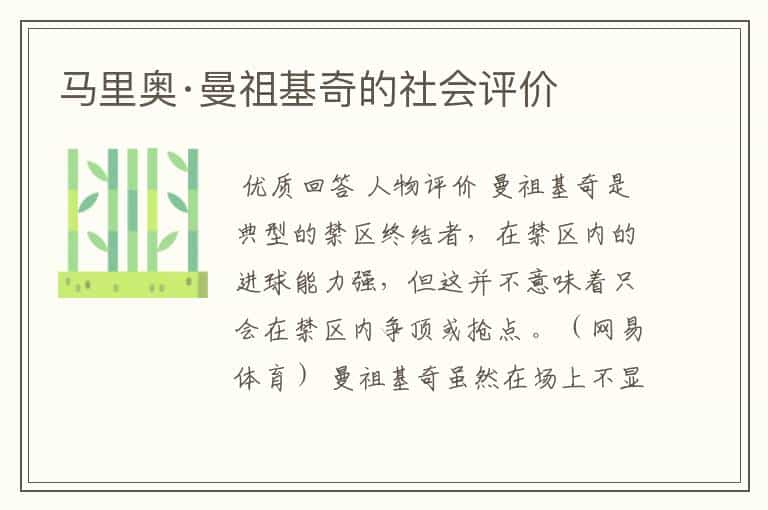 马里奥·曼祖基奇的社会评价