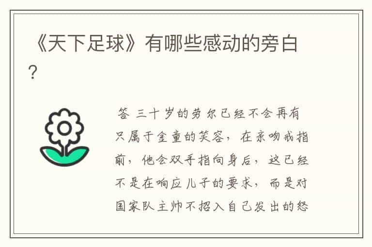 《天下足球》有哪些感动的旁白?