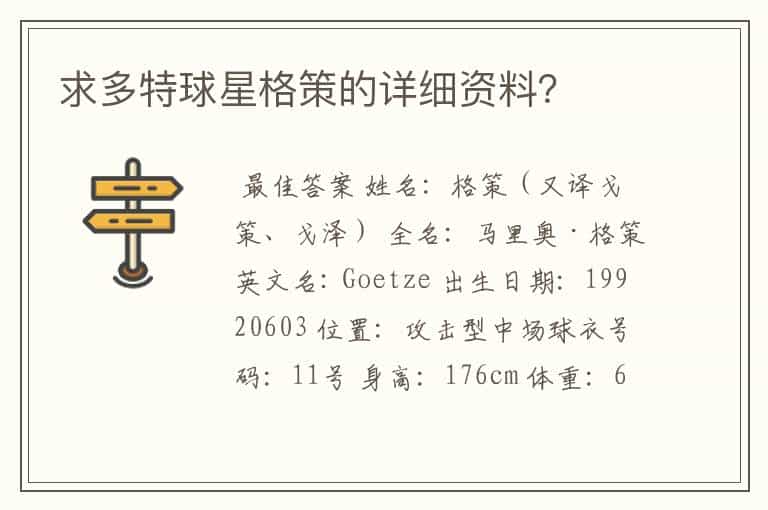 求多特球星格策的详细资料？