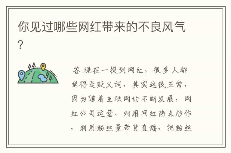 你见过哪些网红带来的不良风气?
