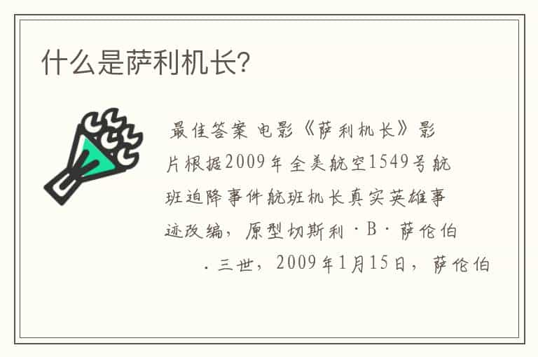 什么是萨利机长?