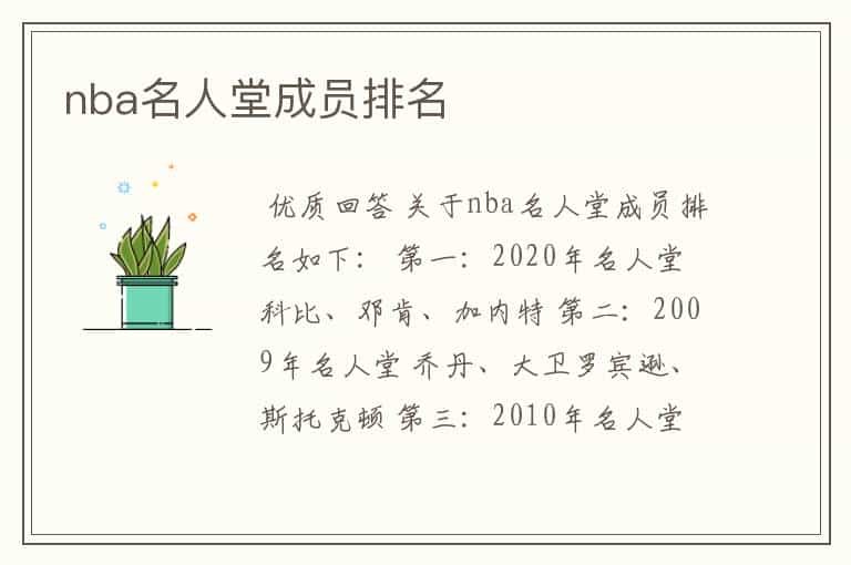 nba名人堂成员排名