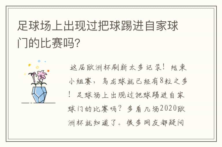 足球场上出现过把球踢进自家球门的比赛吗?