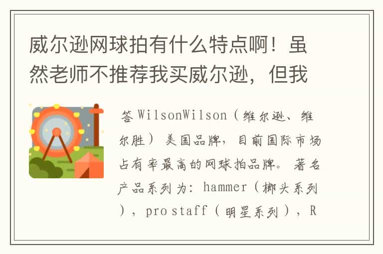 威尔逊网球拍有什么特点啊!虽然老师不推荐我买威尔逊,但我还是想适适!大家能不能给推荐一款!不要新.