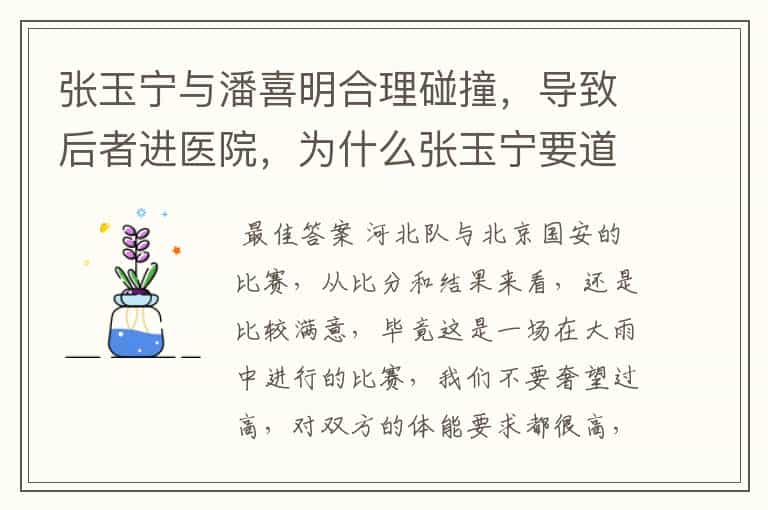 张玉宁与潘喜明合理碰撞,导致后者进医院,为什么张玉宁要道歉?