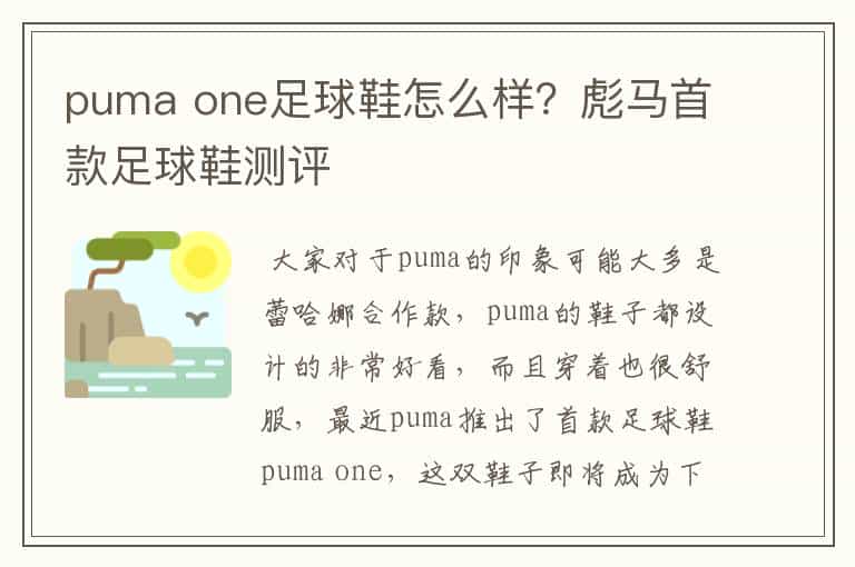 puma one足球鞋怎么样?彪马首款足球鞋测评
