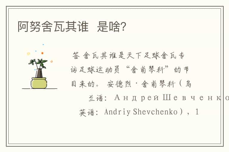 阿努舍瓦其谁 是啥?
