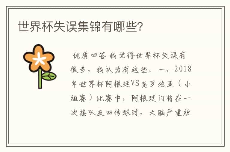世界杯失误集锦有哪些?
