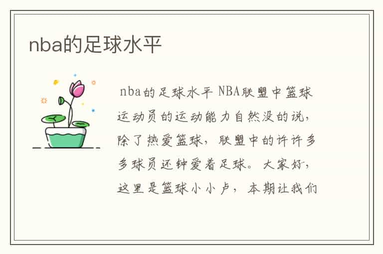 nba的足球水平