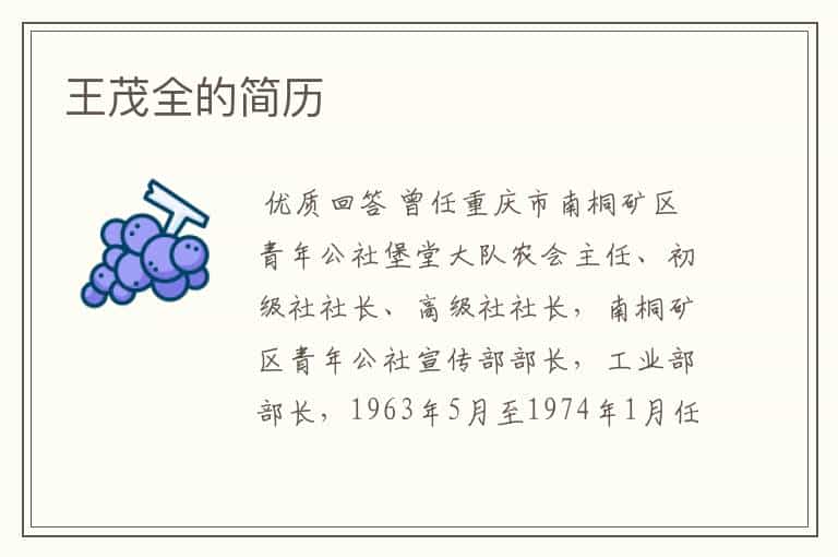 王茂全的简历