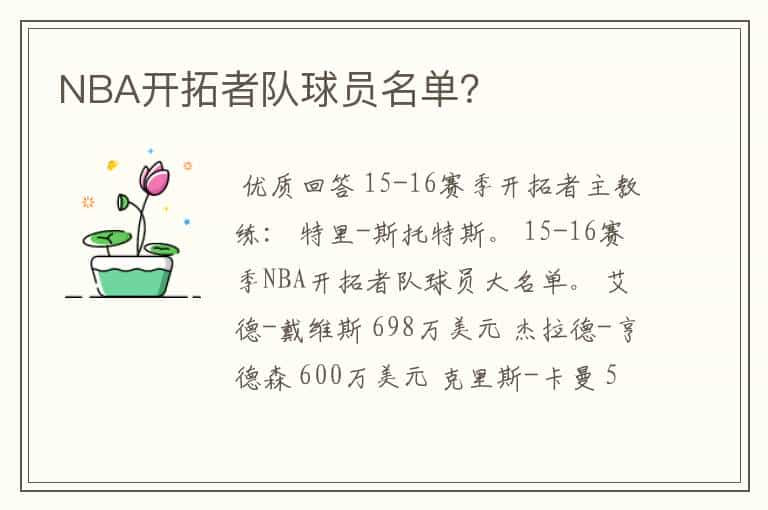 NBA开拓者队球员名单?