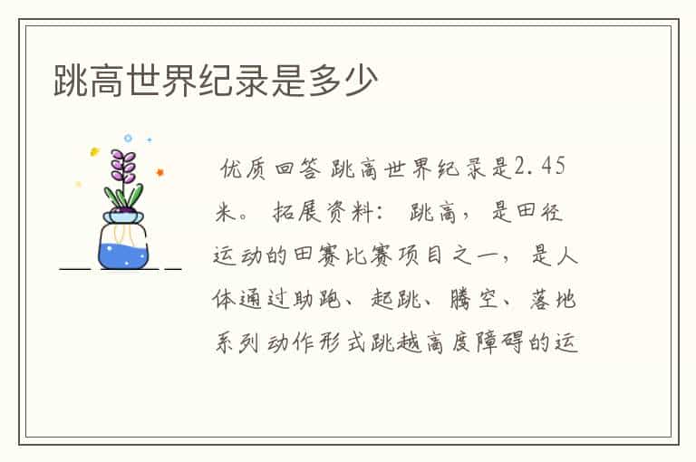 跳高世界纪录是多少