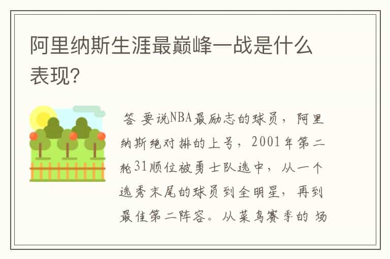 阿里纳斯生涯最巅峰一战是什么表现？