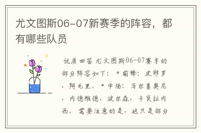 尤文图斯06-07新赛季的阵容,都有哪些队员