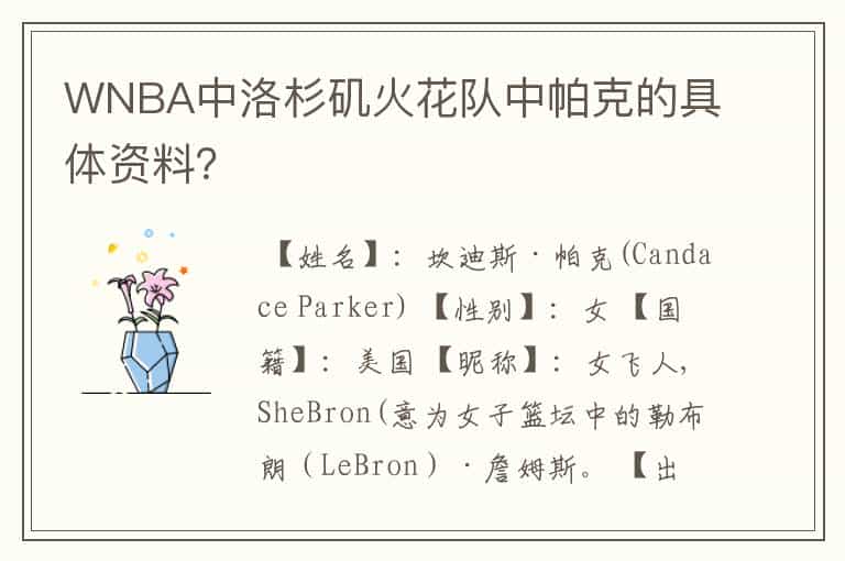 WNBA中洛杉矶火花队中帕克的具体资料?