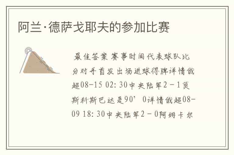 阿兰·德萨戈耶夫的参加比赛