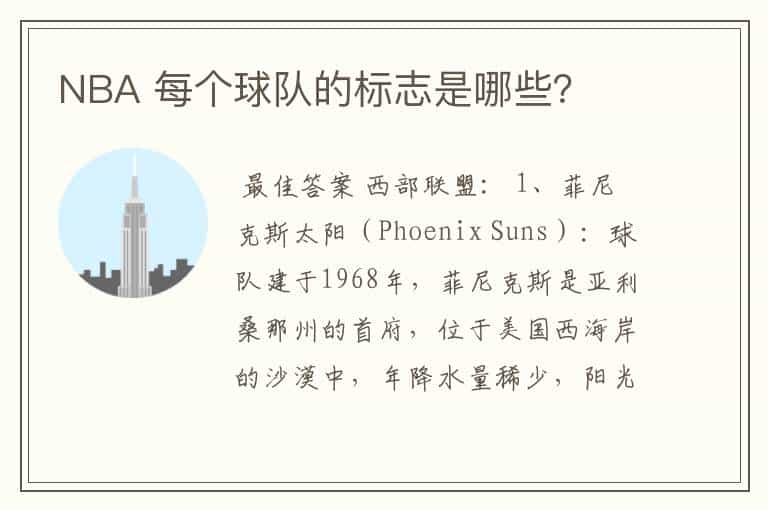 NBA 每个球队的标志是哪些?