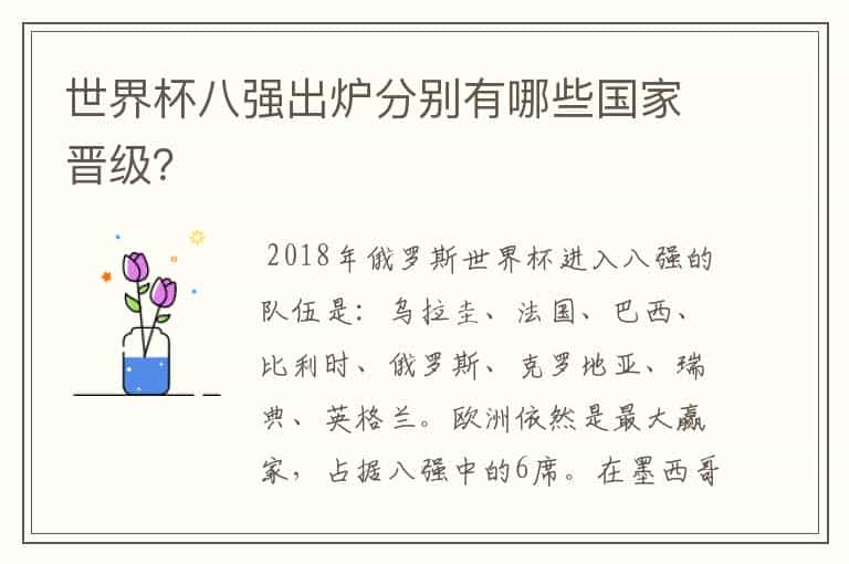 世界杯八强出炉分别有哪些国家晋级?
