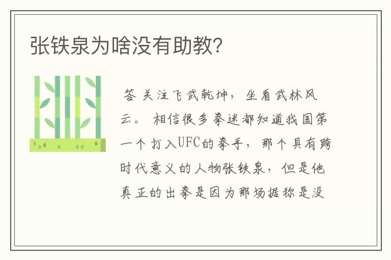张铁泉为啥没有助教?