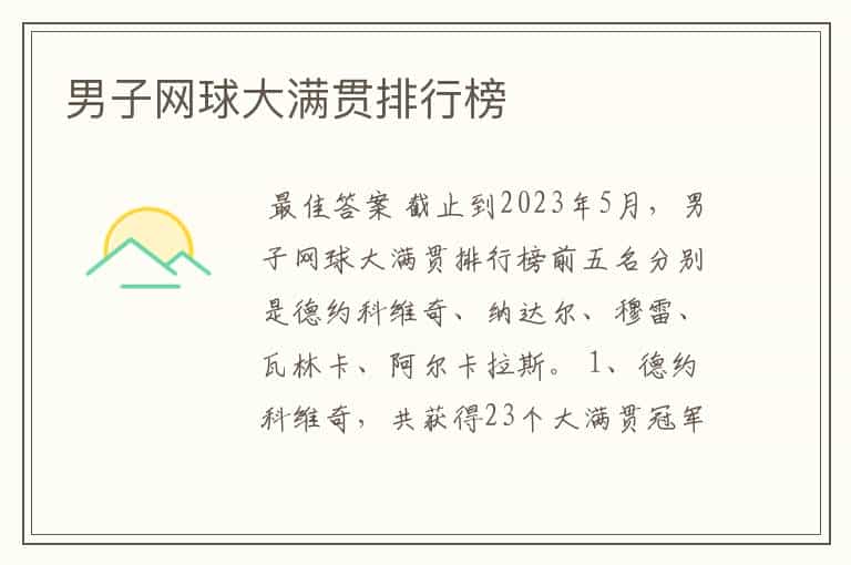 男子网球大满贯排行榜
