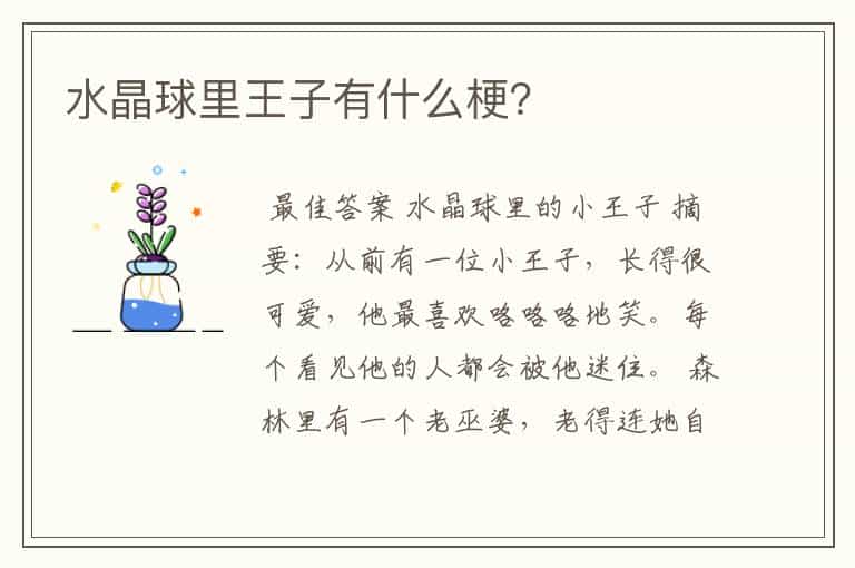 水晶球里王子有什么梗?
