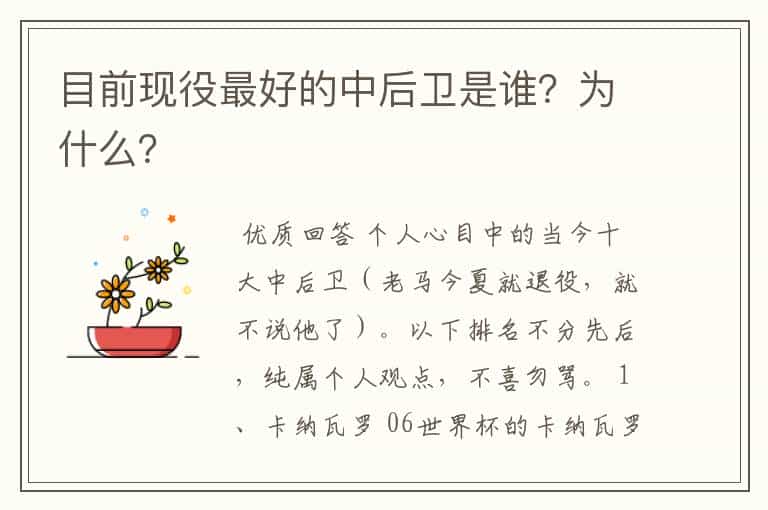 目前现役最好的中后卫是谁?为什么?